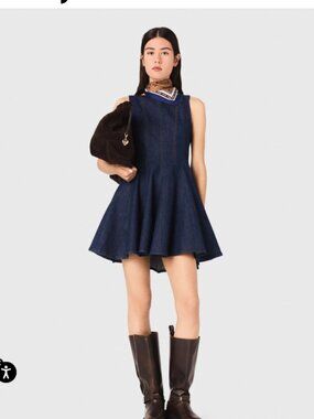 MAJE Short denim dress with ruffles (MAJE SIZE FR 40)